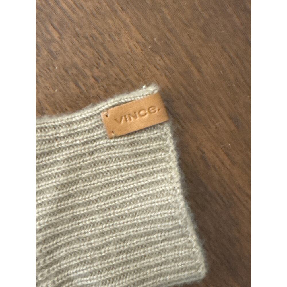 Vince Cashmere Fingerless Gloves Tan Rib Knit Quiet Luxury Preppy Scandi - Picture 4 of 6